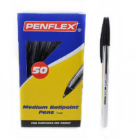 Penflex Ballpoint Pen Medium Clear Barrel 1mm Tip Black Box of 50 – 42-1849-01