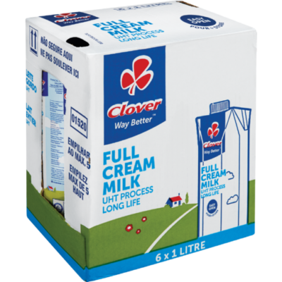 Clover UHT Long Life Milk Full Cream 6 x 1L