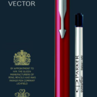 PARKER Vector Ball Pen Medium Nib Blue Ink + Free Black Refill Hangsell – Red – NS2027657HS