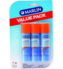 Marlin Glue Stick Non-Toxic 35g 3's Value Pack - SM134
