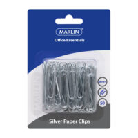 Marlin Office Essentials Silver Paper Clips 50mm 50’s Blister Card – SM159