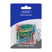 Marlin Office Essentials Colour Paper Clips 33mm 100’s Blister Card – SM166