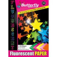 BUTTERFLY PAPER PADS A4 80gsm 50 SHEETS FLUORESCENT_FLO004