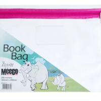 MEECO A4 Book Bag Clear PVC With Zip Pink- EF8067-P1