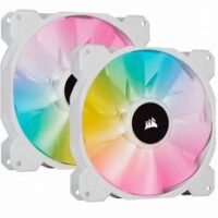 Corsair White SP140 RGB ELITE; 140mm RGB LED Fan with AirGuide; Dual Pack with Lighting Node CORE – CO-9050139-WW