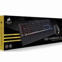 Corsair K55 + HARPOON RGB Keyboard and Mouse Combo; Rubber Dome Switches; 10;000 DPI – CH-9206115