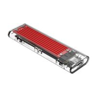 ORICO M.2 NVME (2230/2242/2260/2280) to USB3.1(Device Input) Gen-2 Type-C(Enclosure Side) Transparent SSD Enclosure (2TB Max) – Red Heatsink (Compatible with CTA2-SV/CTA2-GR) – TCM2-C3-RD-BP