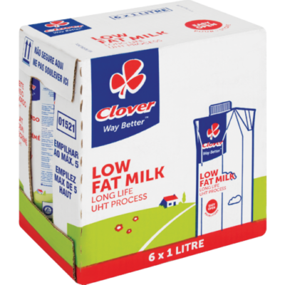 Clover Long Life UHT 2% Low Fat Milk 6x 1L