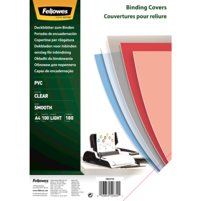 FELLOWES PVC COVERS A4 180 MIC Clear 100pk – 5375902