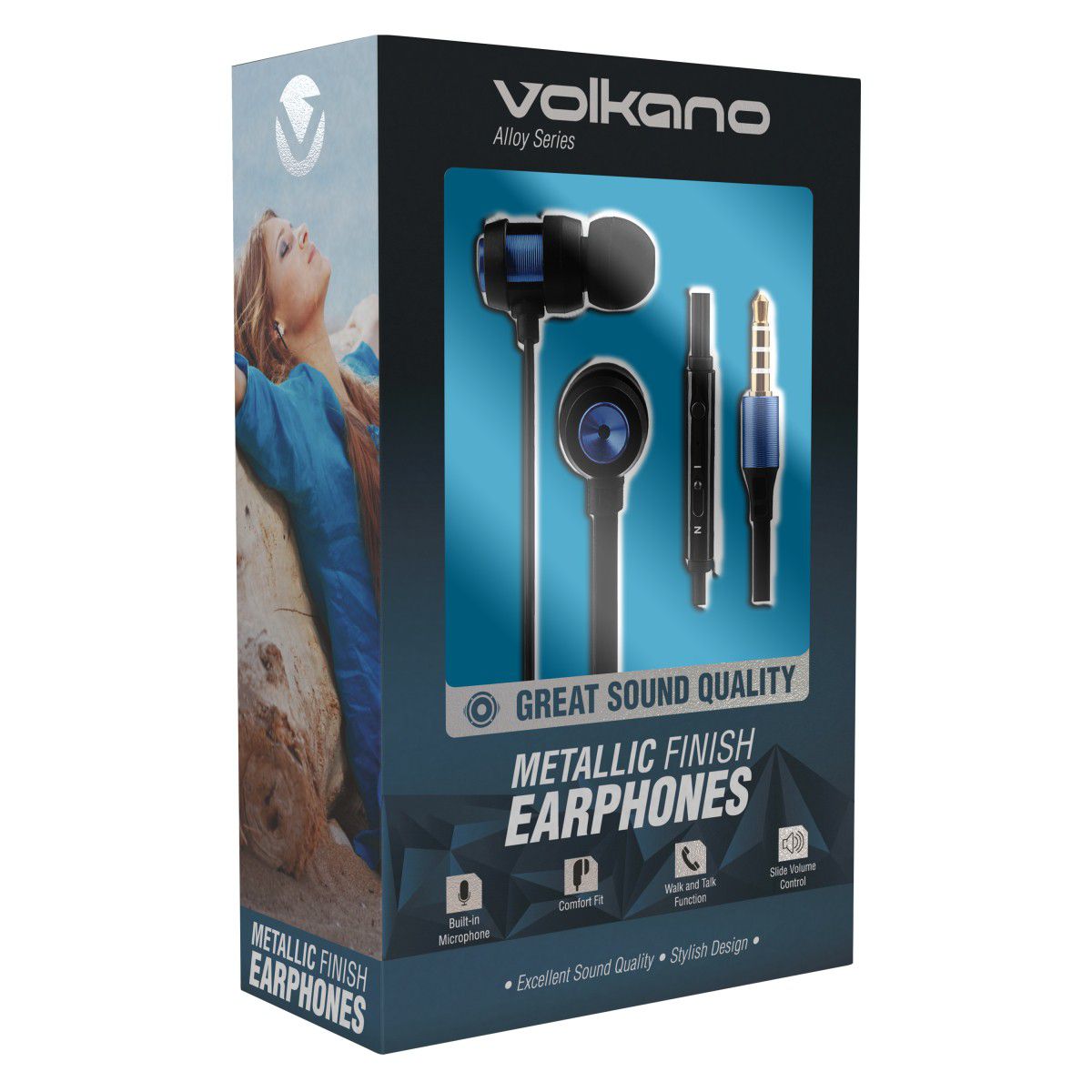 Volkano Alloy Earphones Blue